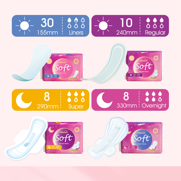 OEM Bulk Factory Price Cheap High Quality Super Soft Breathable Women Cotton Sanitary Napkin 155*68mm (Liner) Chinese Manufacture