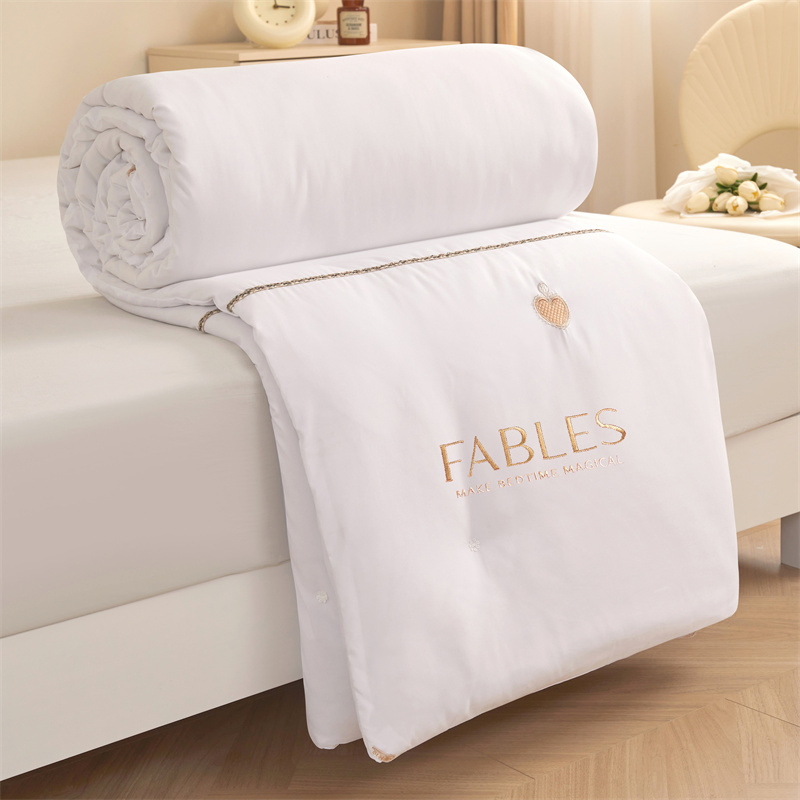 White Bed Textile Bedding Set No Duvet Cover Silk Floss Colchas Colcha Embroidery Quilt for Cold Sleepers