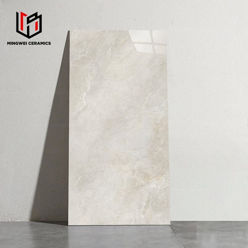 Soft Taupe Marble Look Porcelain Tile Polished Surface for Modern Decor 600X1200mm Direct