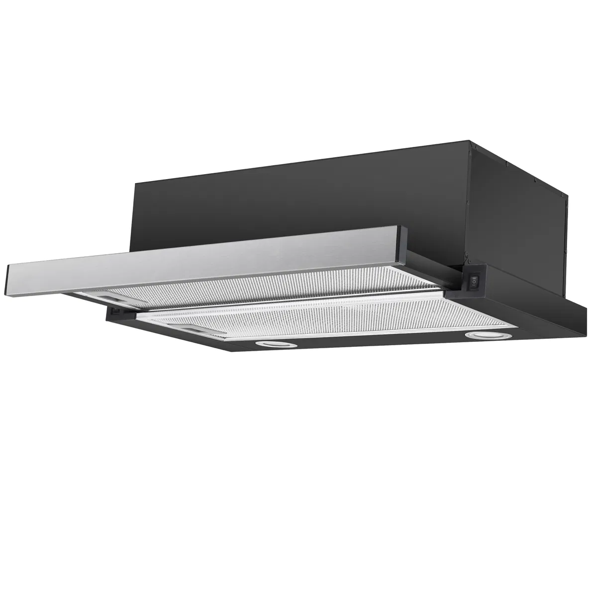 60/70/90cm High Quality Low Price Pull out Black Range Hood Extractor Under Cabinet Slide out America Range Hood