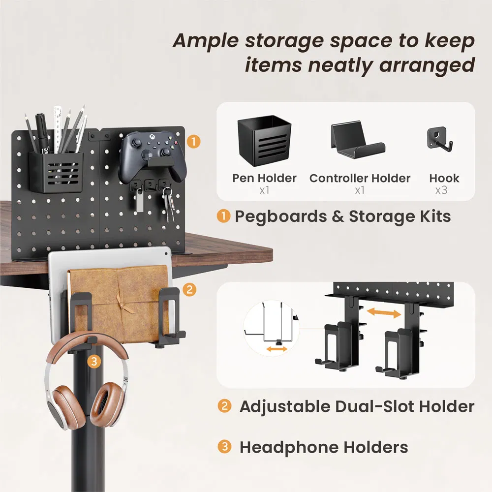 Clamp-On Desk Pegboard Organizer Office Desktop Peg Board Storage Manage Organization with Pegboard & Storage Kits