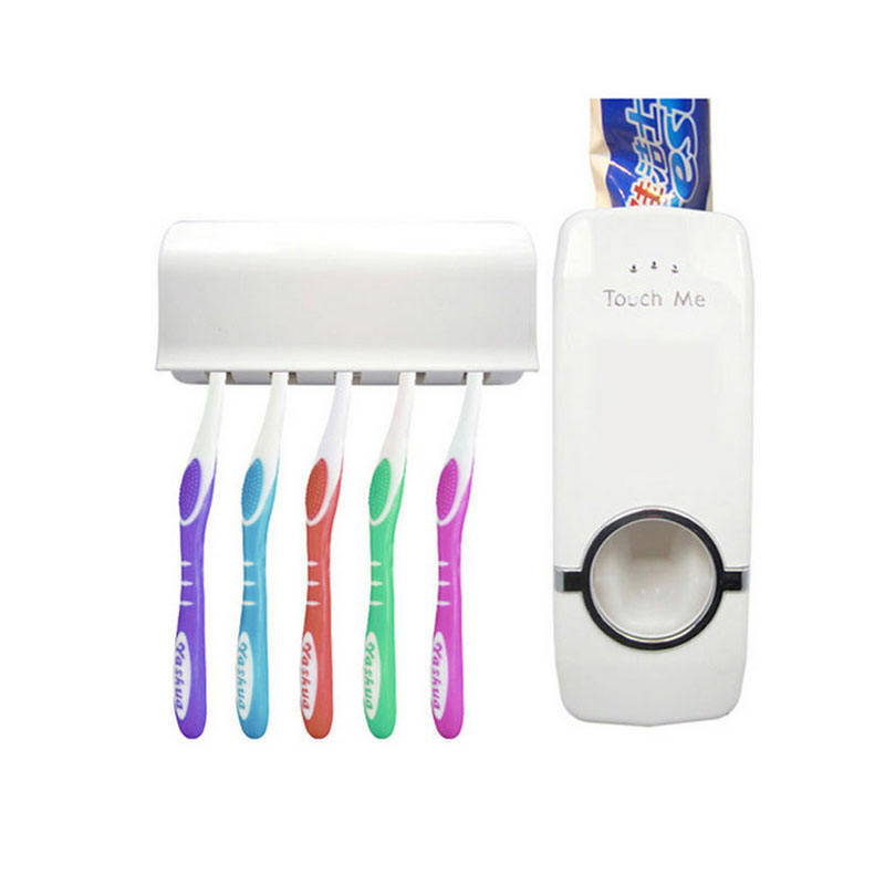 Wall Mounted Automatic Toothpaste Squeezer Dispenser Toothbrush Holder Set