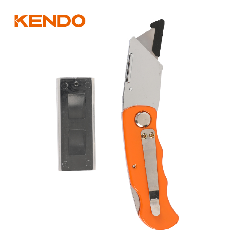 Aluminum Body Dual Blade Folding Utility Knife with Retractable Blade for Multi-Function Extra 5PC Sk5 Blades in a Dispenser Case