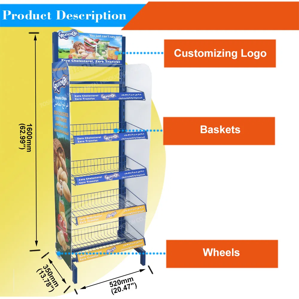 Multi-Function Metal Wire Snack Food Stand for Chocolate Chip Rack Display