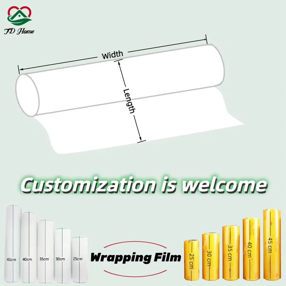 Food Grade PVC Wrapping Cling Film Food Packaging Plastic Soft PVC Cling Film Large Jumbo Roll 35cm*500m/ 45cm*500m