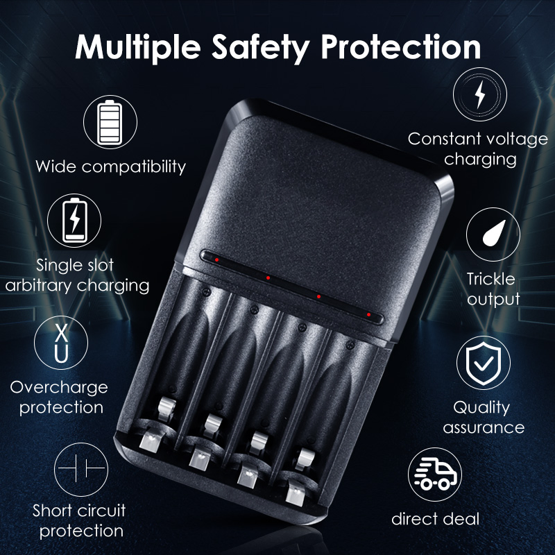 Умная зарядка для АА и ААА аккумуляторов, 4 отсека