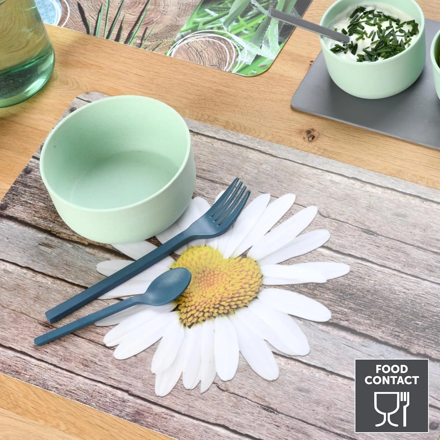 Wipe Clean Food Safe Dining Table Mats Plate Coasters Placemats for Dining Room