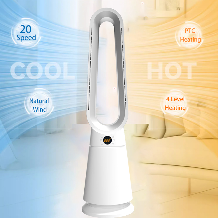 Intelligent Electric Fan Heater 2000W PTC Room Heater Fan Retardant Material Bladeless Tower Fan Cooler and Heater High Speed