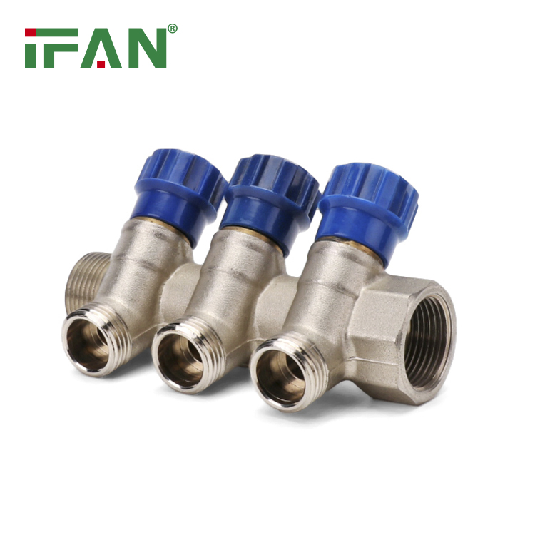 Ifan Factory Price GB-T 18992 Brass Manifold OEM 3/4"-1" Pex Pipe Manifold Blue Handle Under Floor Heating Manifold