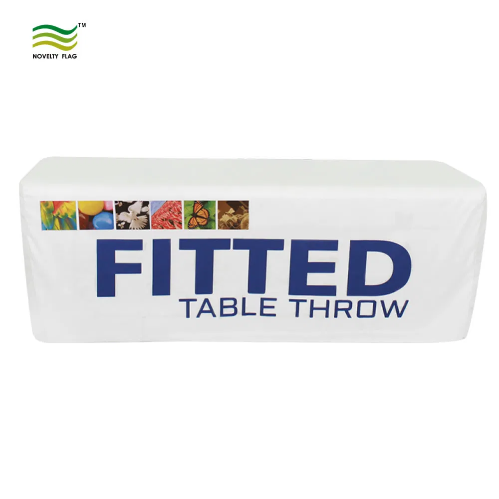 Custom 6FT 8FT Printed Polyester Table Throw Runner Table Cloth for Trade Show Exhibition Advertising