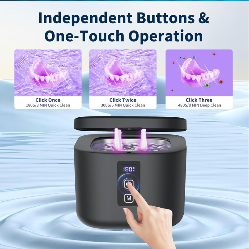 Portable Ultrasonic Cleaning Machine Small Jewelry Glasses Dental Braces UV Ultrasonic Cleaner