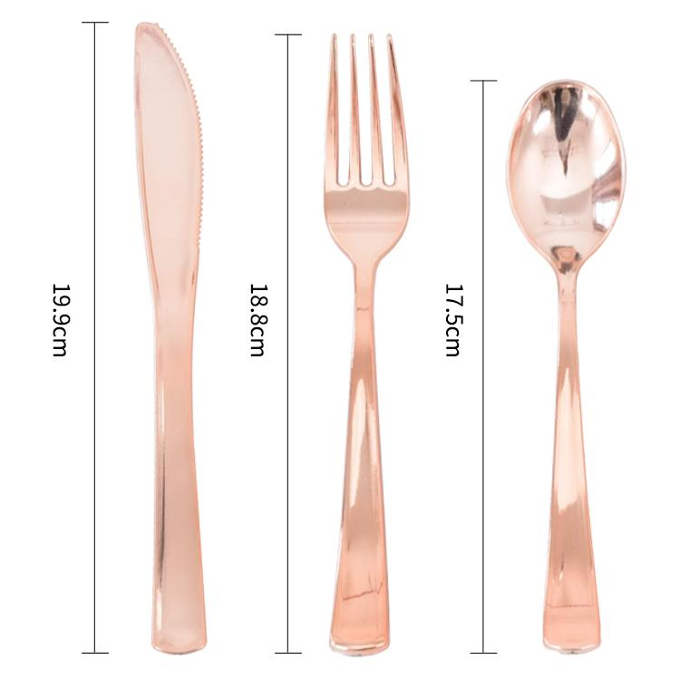 Premium Rose Gold Plastic Cutlery Set for Elegant Events