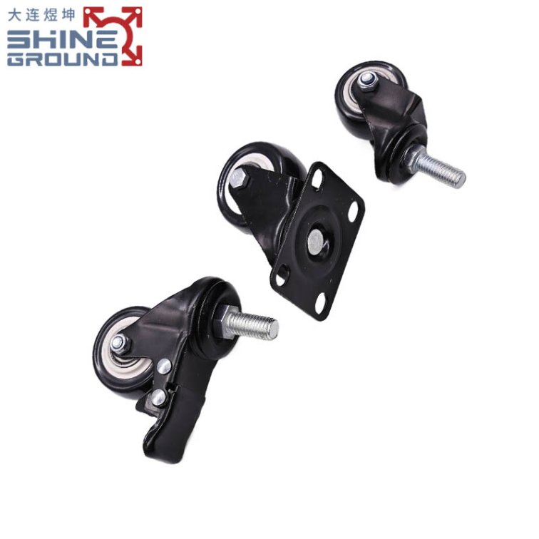 Premium Black Aluminum Profile Door Hardware with 2-Inch Casters