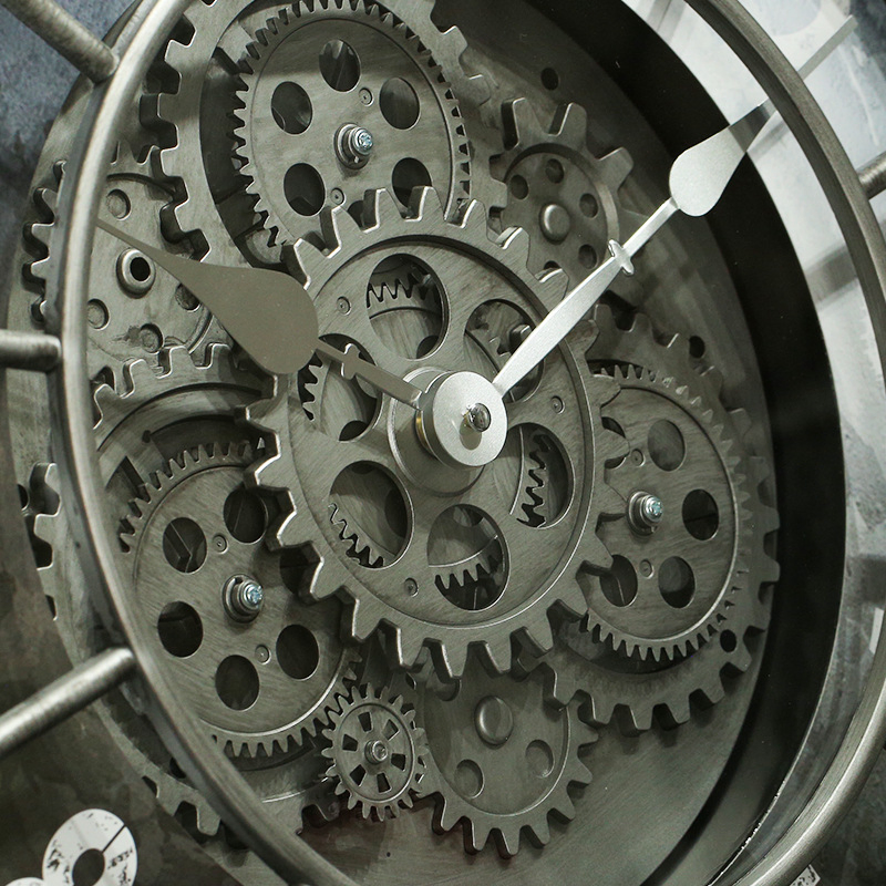 45.5cm Round Antique Gear Wall Clock with Quartz Silent Movement