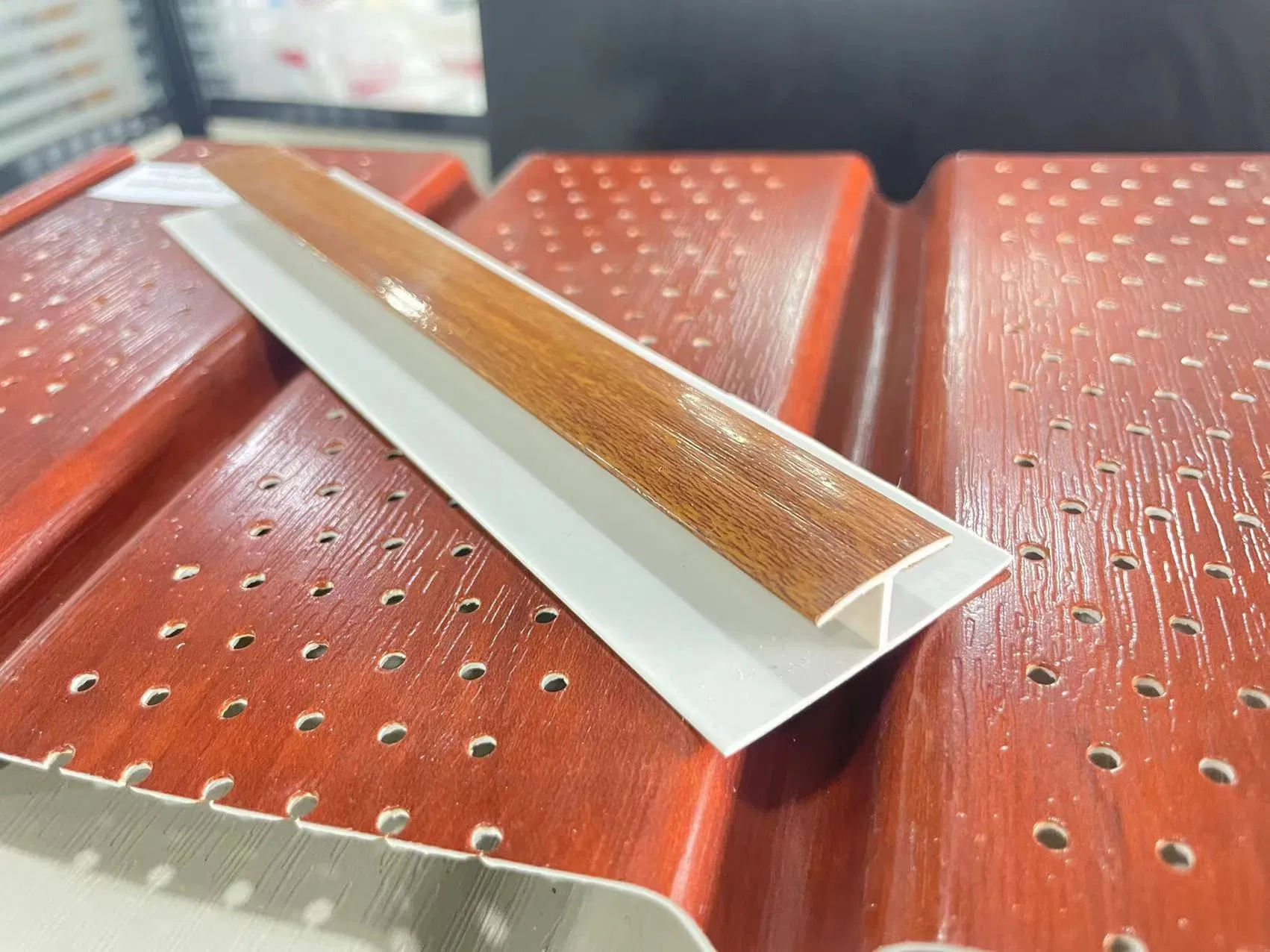 PVC Wooden Soffit Ceiling Solid and Fascia Eave Panel Stretch Ceiling Used Outer Wall Panel