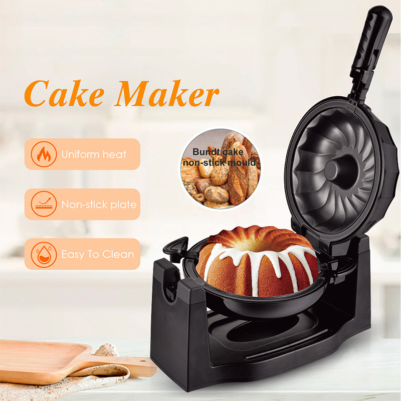 Compact Rotatable Cake Maker Breadmaker with Foldable Handle & Non-Stick Coating