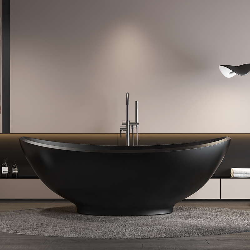 Designer Chic Artificial Stone Freestanding Walk-in Indoor SPA Bathtub for Contemporary Hotel and Resort