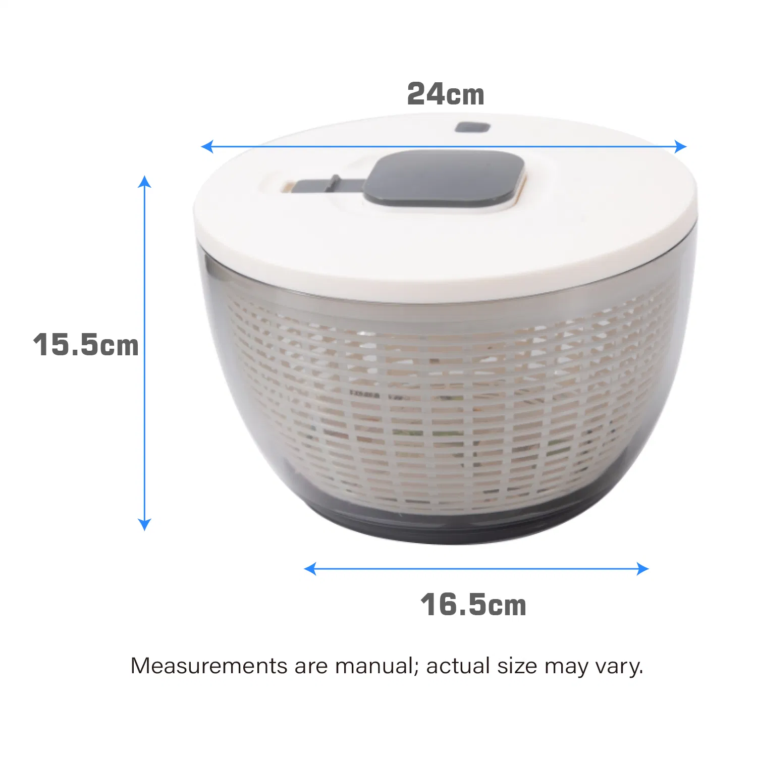 Professional Gray Pump Salad Spinner with Storage Lid High-Efficiency Manual Dryer