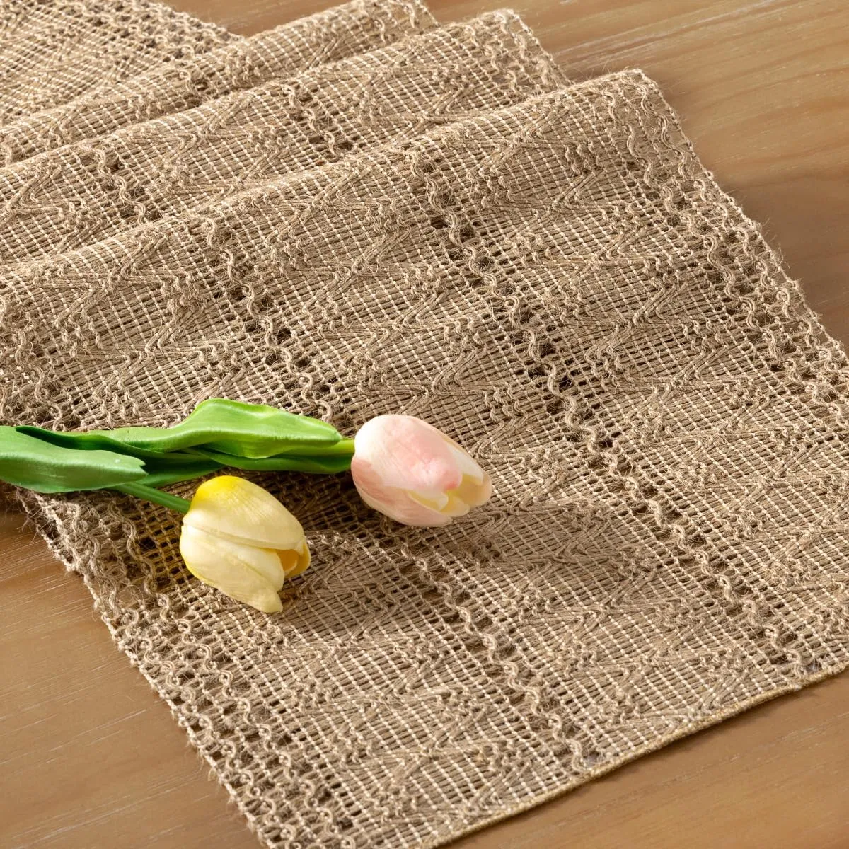 Boho Chic Burlap Table Runner for Kitchen and Dining Spaces