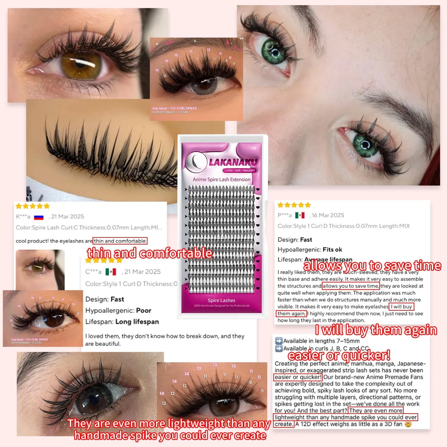 Handmade Korea PBT Fiber New Premade Fans Pointy Base Spire Eyelash