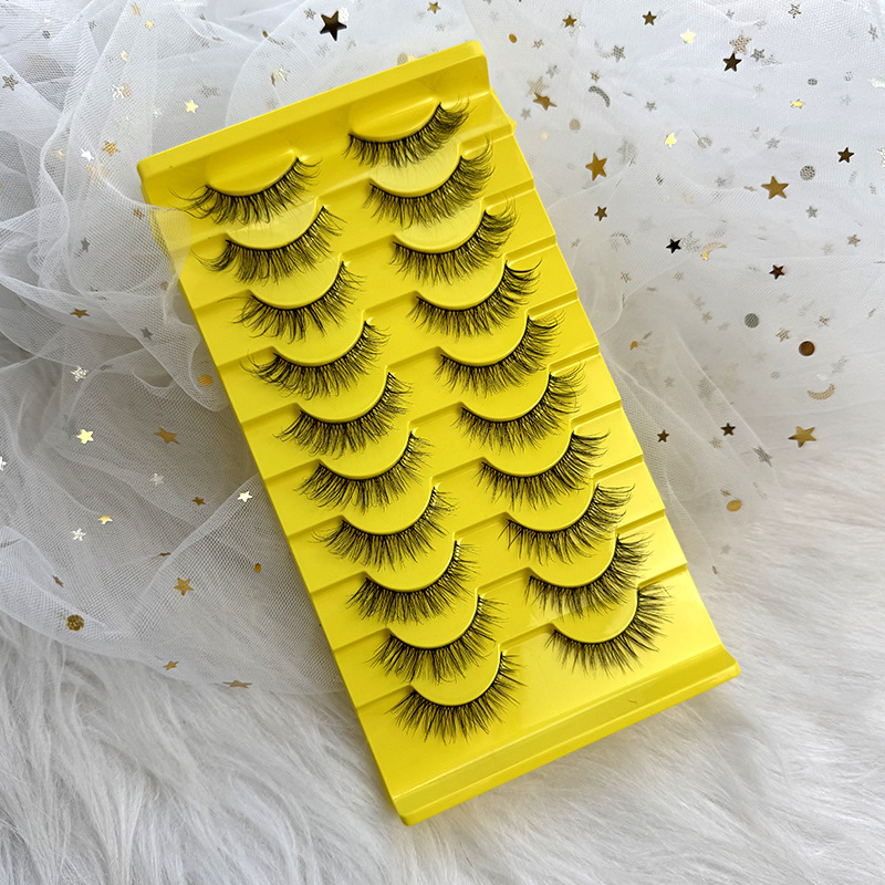 Fox-Style False Eyelashes: Natural New Product Transparent Band Multi-Pair Pack Synthetic Fiber Curling European and American Style Half-Eye Cross-Border
