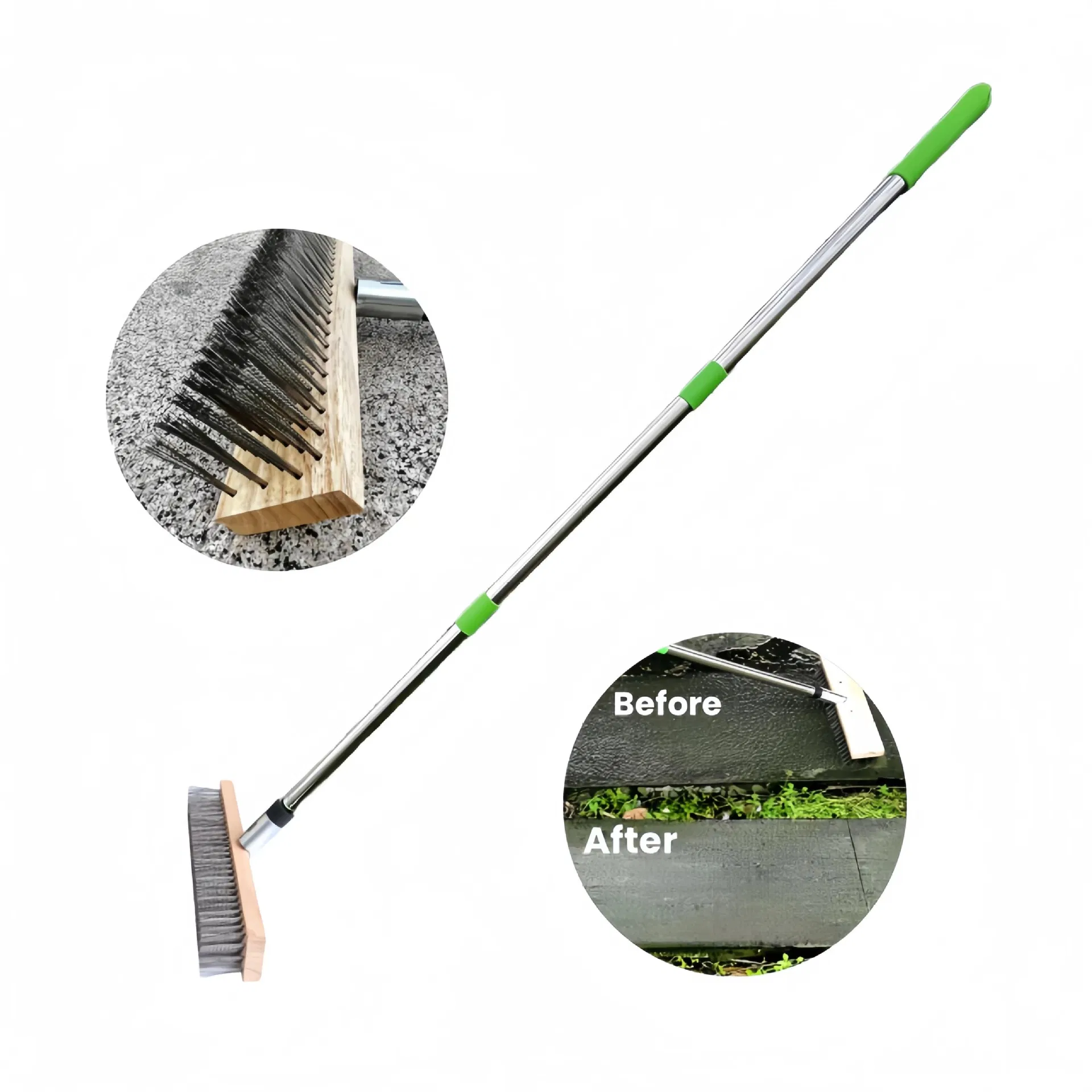 Щётка для пола с длинной ручкой, стальная щетина 30 см