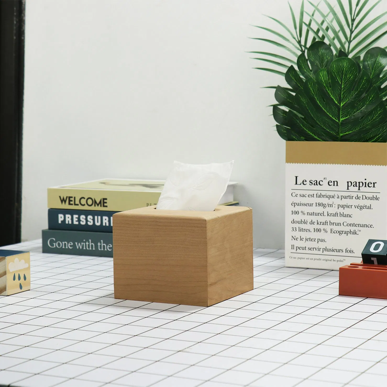Custom Wooden Tissue Box Holder Home Organizer Wooden Tissue Storage Boxes with Sliding Cover