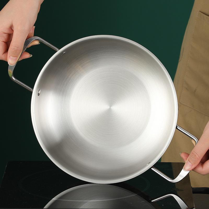 Golden Flat-Bottomed Pot for Serving Crayfish and Hot Pot