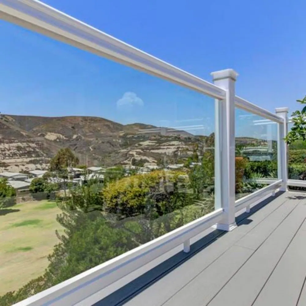 Sleek Frameless Glass Railing with Tempered Glass for Deck and Balcony