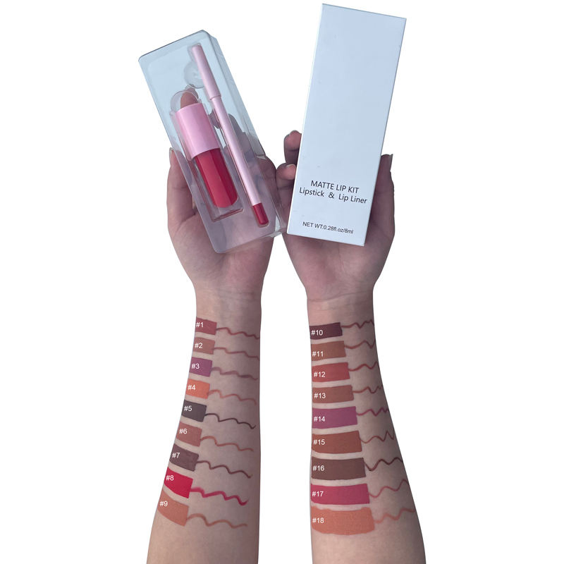 Waterproof Custom Logo Makeup Private Label Matte Lipstick with Lipliner Kit