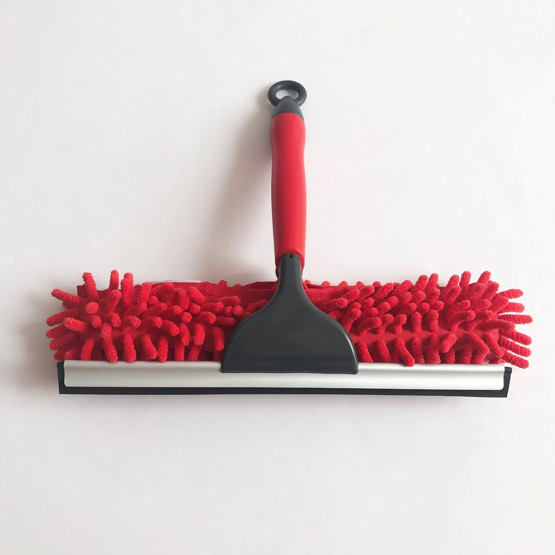 Chenille Window Washing Equipment Squeegee with Dobule Side Head Chenille Refill and Aluminum Holder with Rubber for Indoor and Outdoor Glass