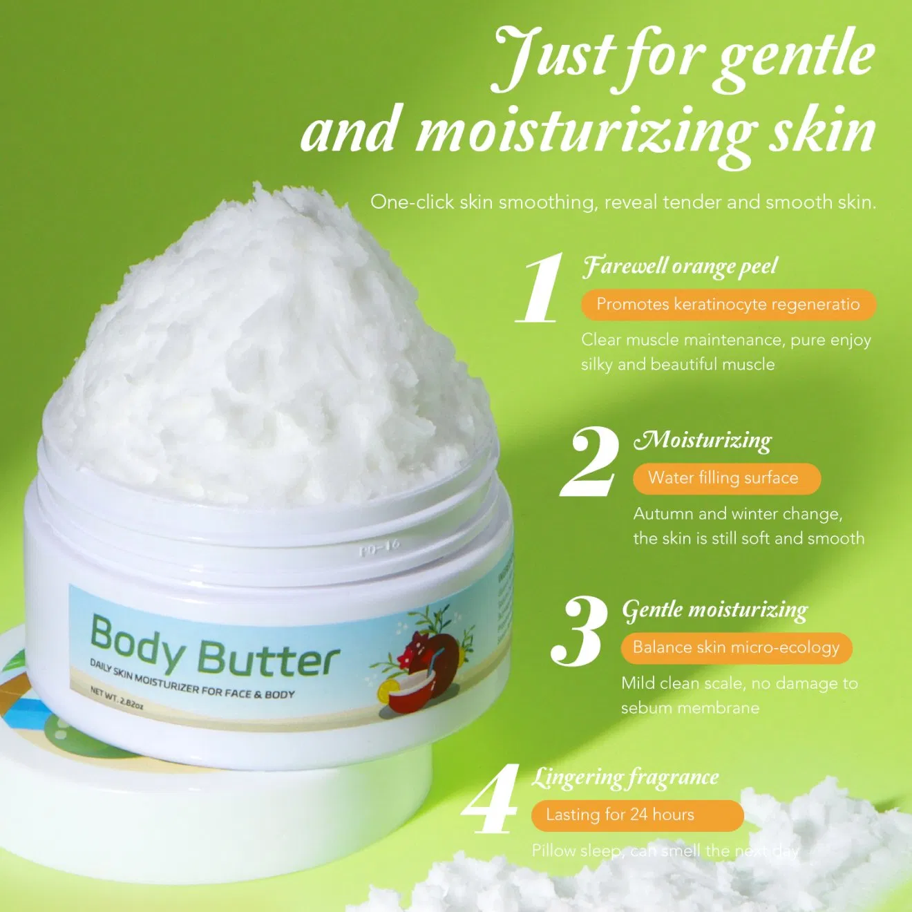Private Label Skin Care Moisturizing Lightening Whipped Cocoa Butter Body Lotion Butter