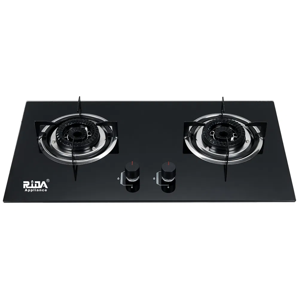 Tempered Black Glass Wholesale 2 Burner Spin Fire Built-in Gas Hob