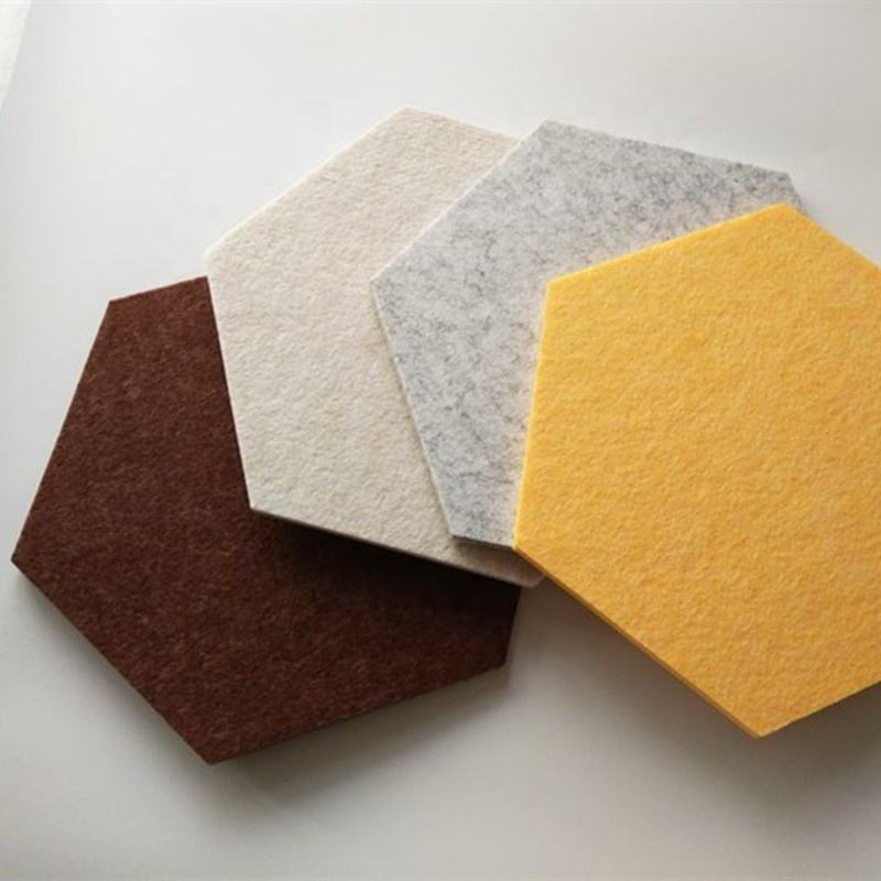 Decorative Soundproof Hexagon Wall Panel Acoustic Panel Pet Felt 100% Colorful