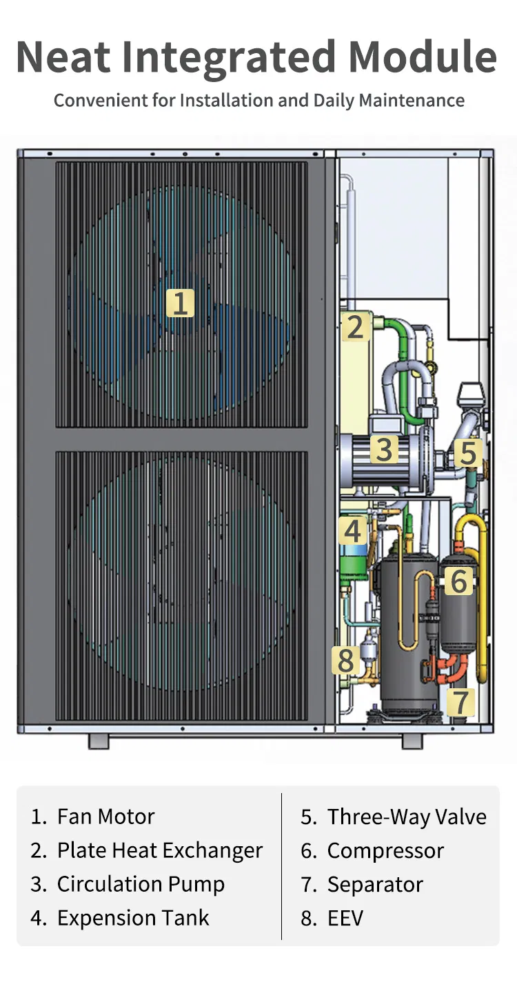 DC Inverter Commercial Air Source Heat Pump R32 Heating Water Evi