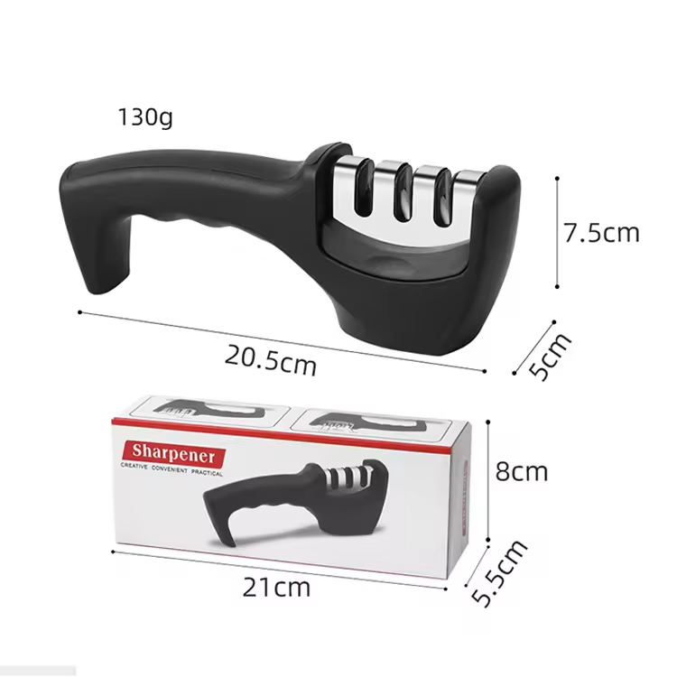 Manufacturer 3-Stage Manual Stainless Steel Kitchen Sharpener Handheld Knife Sharpening Accessories