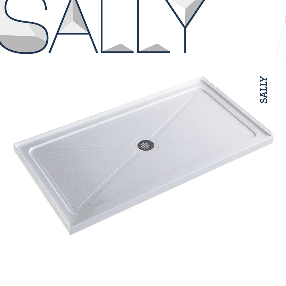 White Acrylic Rectangular Shower Tray with Center Drain 48*34 Inch