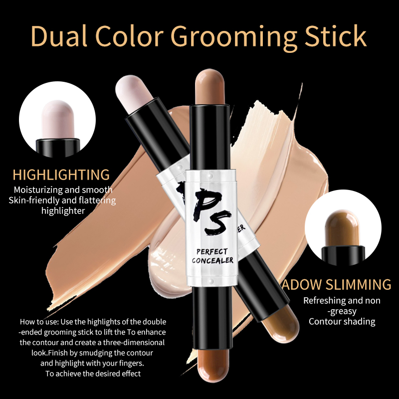 Face Makeup Waterproof Lasting Double Head Contouring Shadow Highlighter Concealer Stick