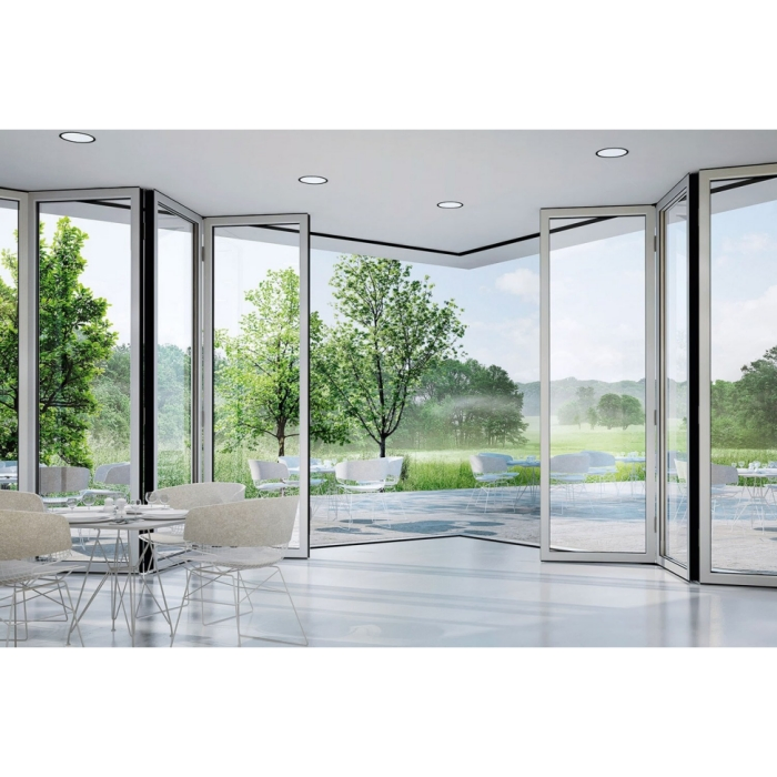 Cbmmart Modern High Aluminum Double Glass Accordion Large Bi Fold Sliding Exterior Main Entrance Patio Folding Door