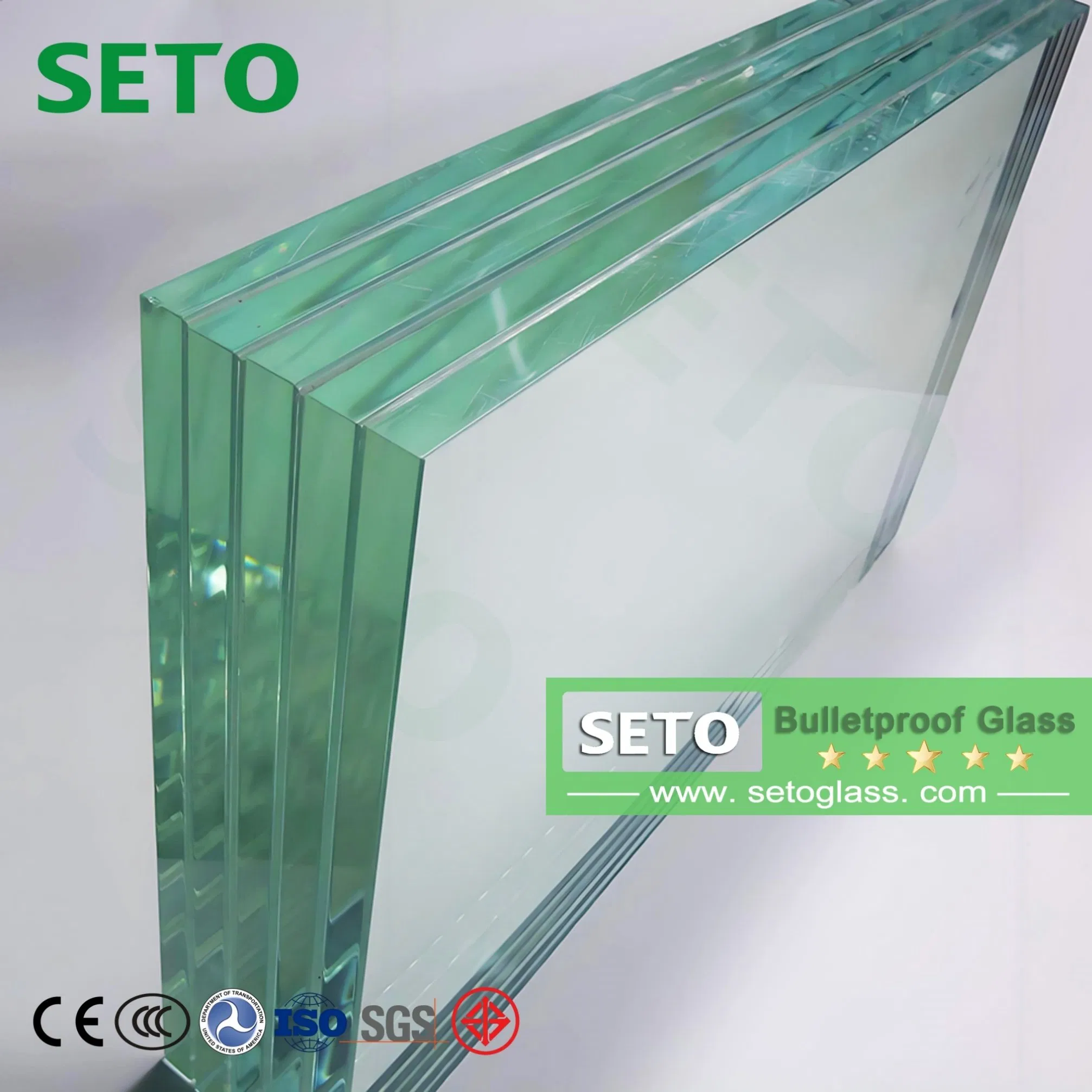 21mm 26mm 41mm 71mm 98mm Factory Customized Ultra Clear Bulletproof Glass for Building Door Window Partition