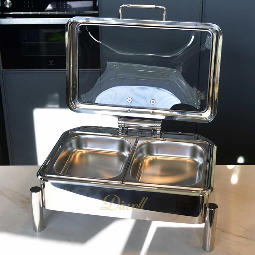 Catering Equipment 9 Liter Buffet Chafer Rotation Flip Chafing Dish