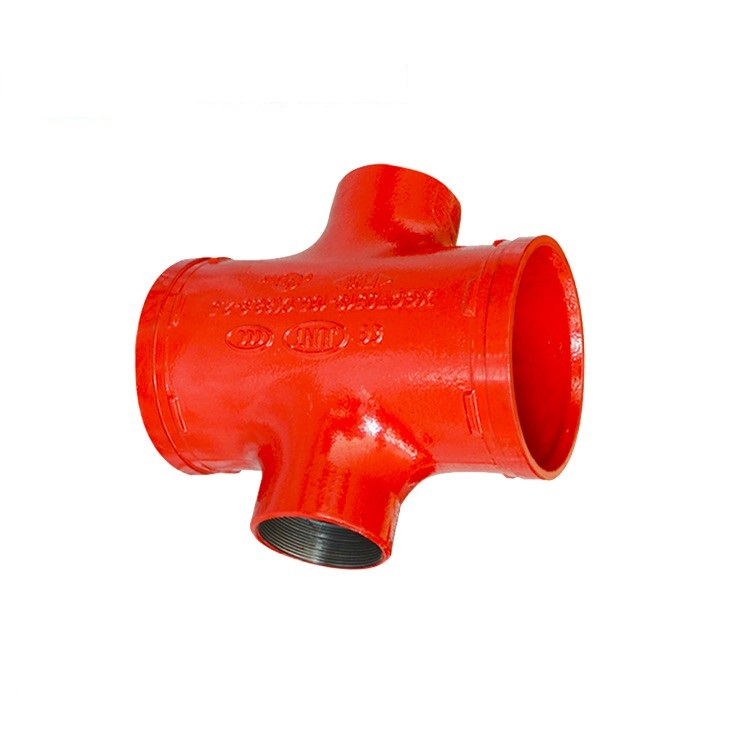 UL FM Ductile Iron Cast Iron Grooved Pipe Fittings Reducing Cross for Fire Protection System