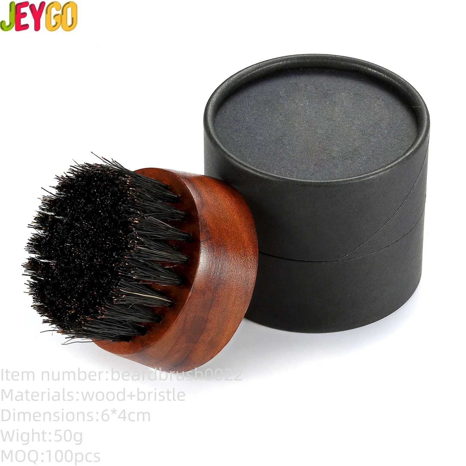 Beard Brush Boar Bristle Round Black Wood Men's Grooming Brush