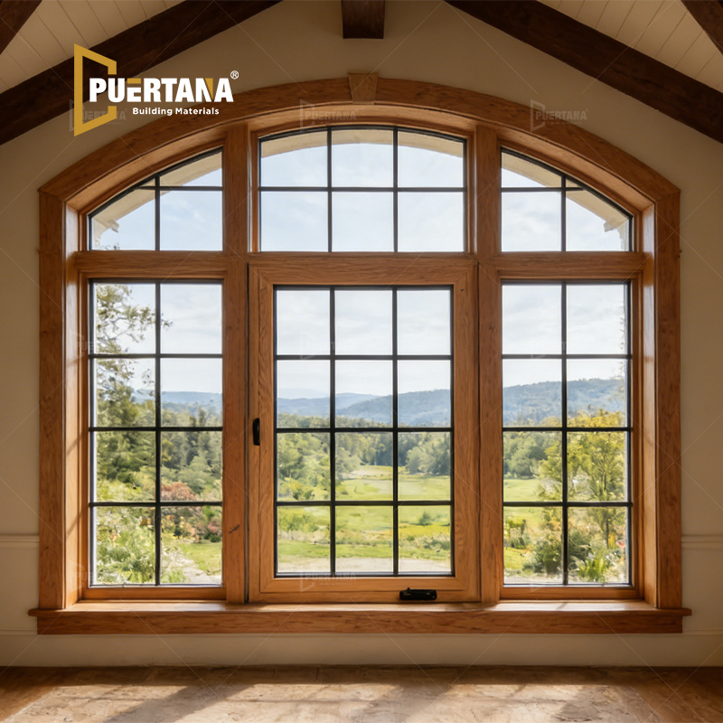 Historic Replacement Windows Aluminum Clad Wood Crank out Casement Windows with Arch Top Design