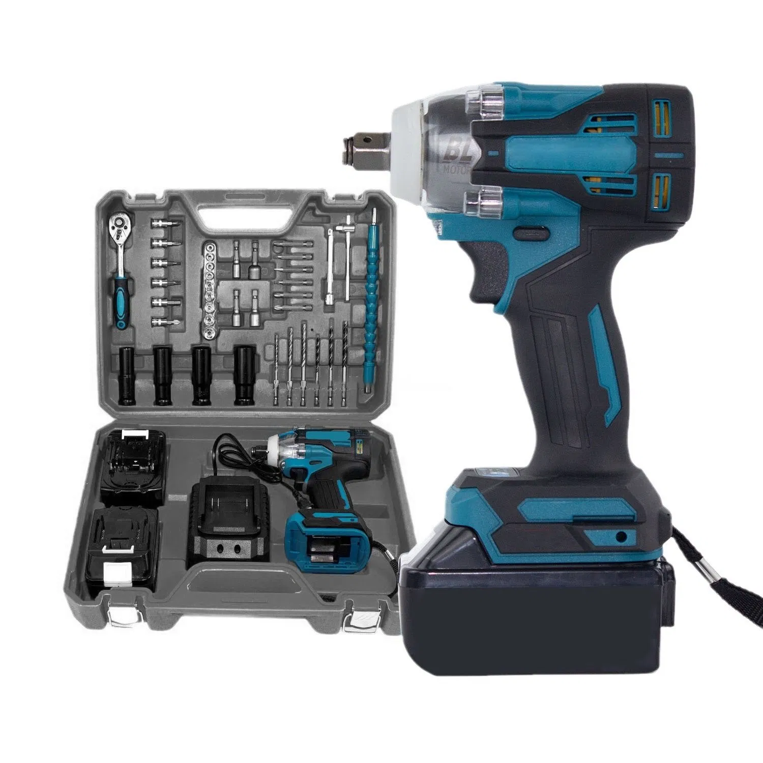 Lithium Ion High Torque Cordless Electric Impact Wrench Automotive Tool Set
