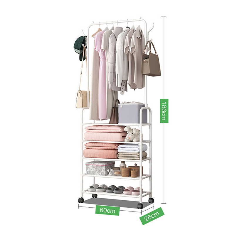 Home Bedroom Furniture Cloth Hanging Storage Removing Shelf Display Stand Rack Coat Rack with Wheels