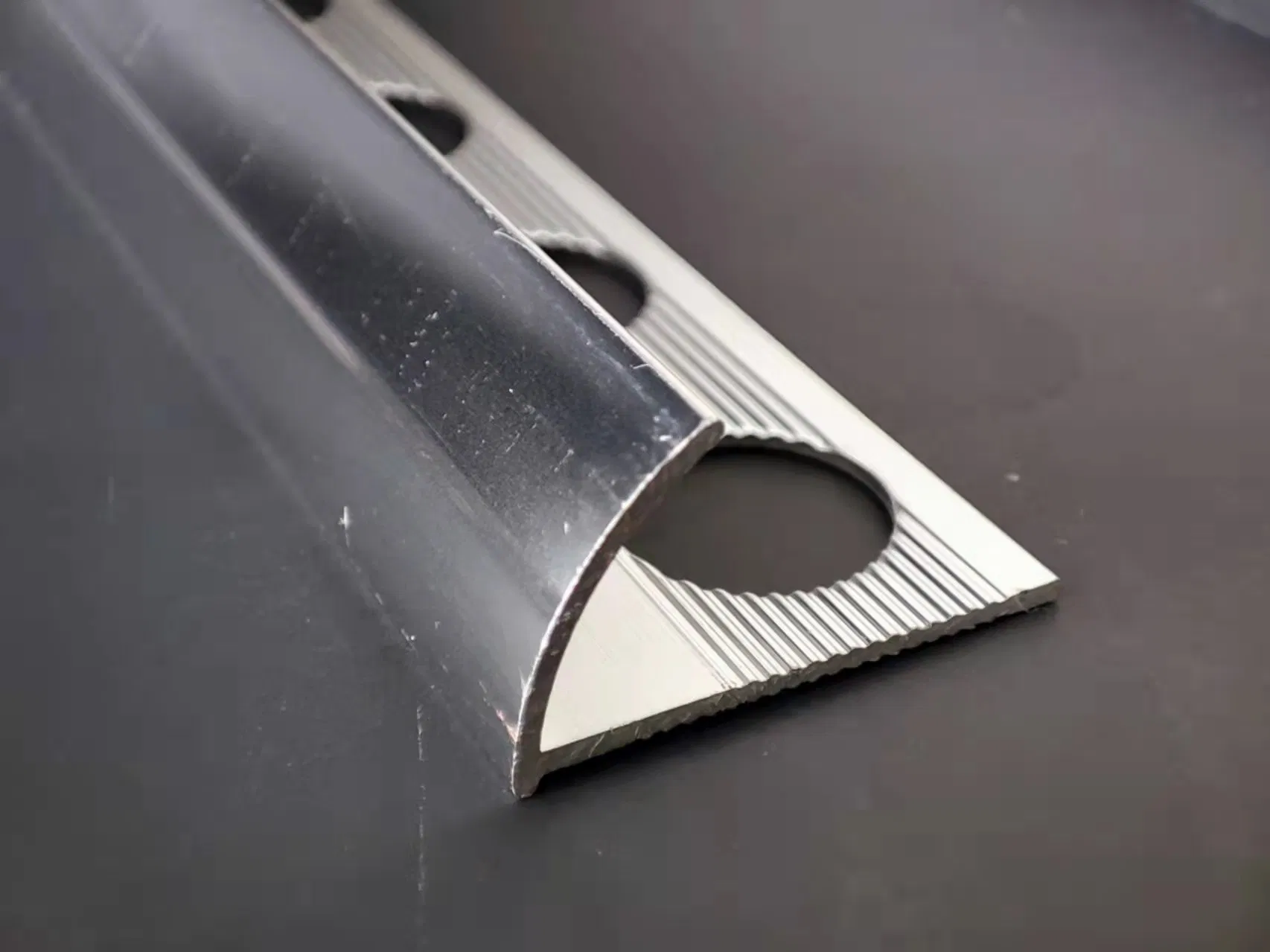 Aluminum Quarter Round Open Tile Strip Trims Bright Silver