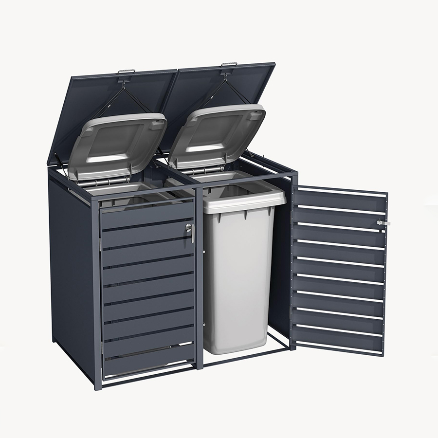 Metal Trash Can Garbage Storage Bin Shed for Commercial Outdoor Waste Management Patio Public Area Recycling