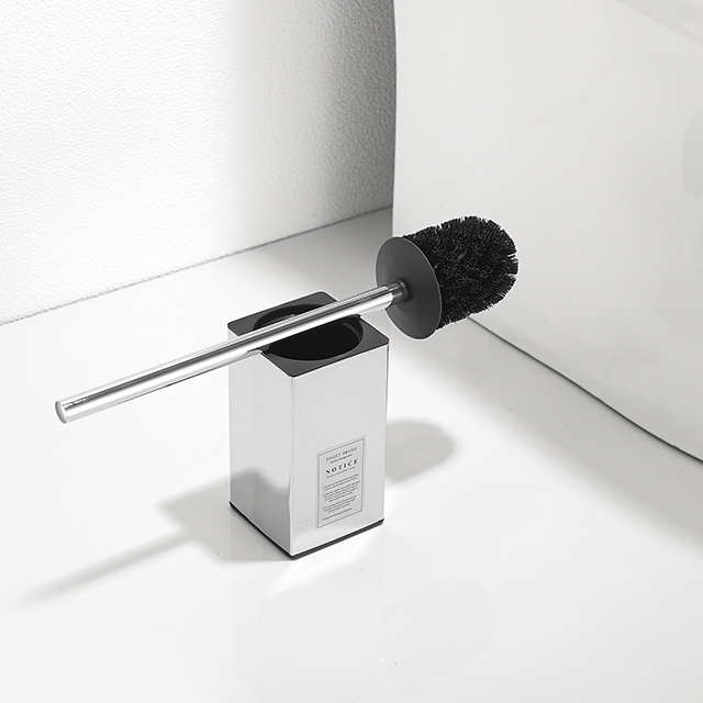 Light Luxury SUS304 Bathroom Accessories Floor Stand Square Chrome Toilet Brush Holder