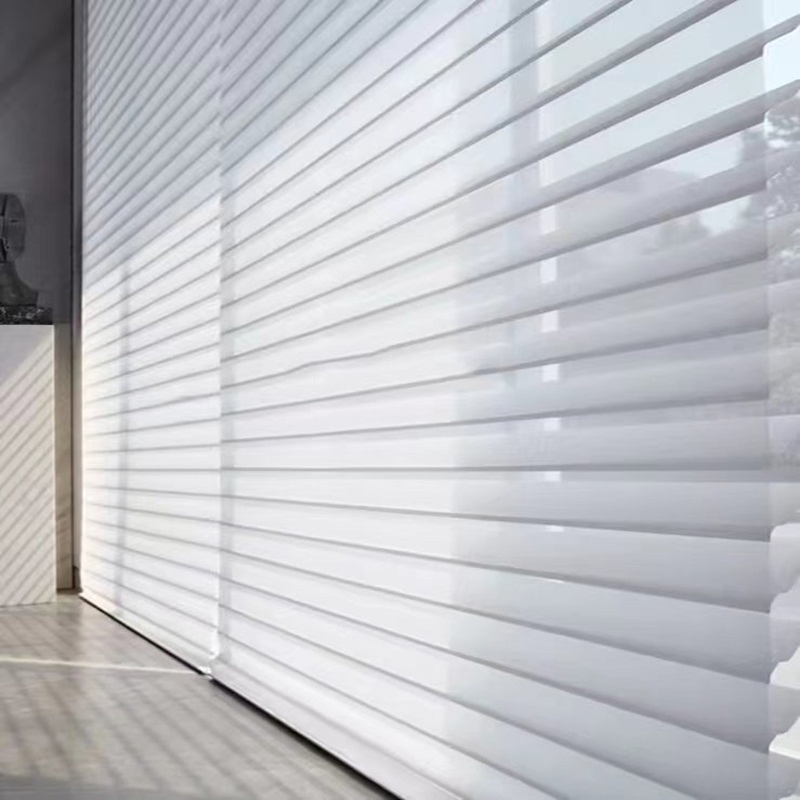Light Filtering Shangri-La Shades Electric Rechargeable Motor Smart Control Shangri-La Blinds